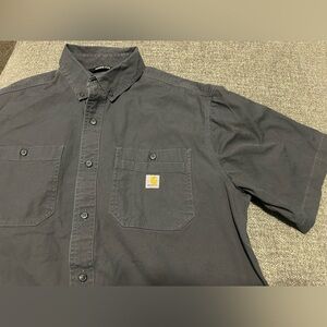 Carhartt Short Sleeve Button Shirt XL Rugged Flex Relaxed Fit Gray Preowned